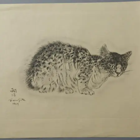 Leonard Tsuguharu Foujita Collotype Print “Sappho” from A Book of Cats