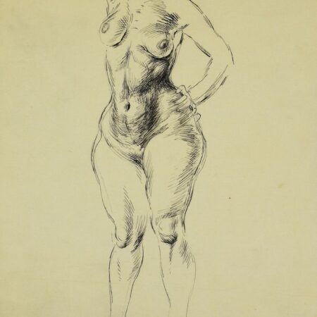 Paul Cadmus Standing Female Nude Ink on Paper