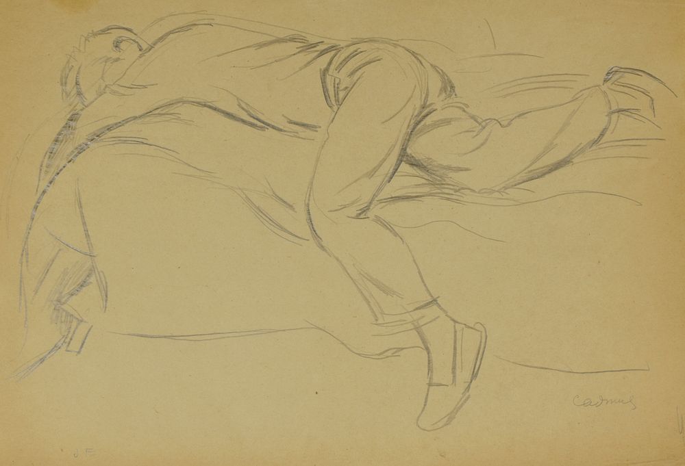 le_pho_banner 2 Paul Cadmus "JF" Figure Laying Down Graphite on Paper