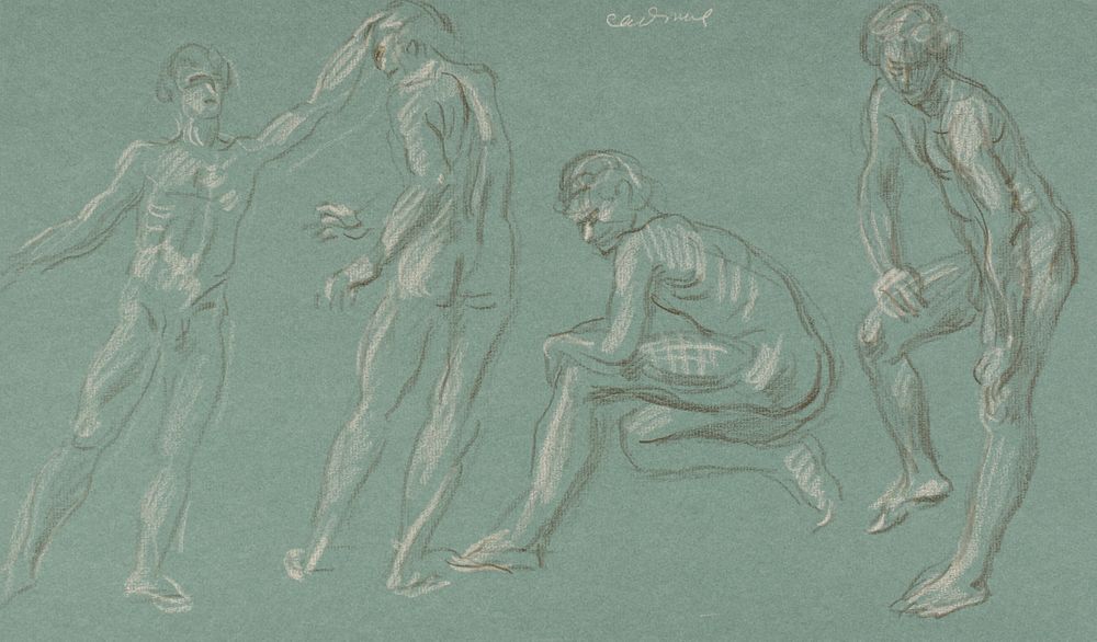 le_pho_banner 2 Paul Cadmus 4 Nudes Crayon on Green Paper