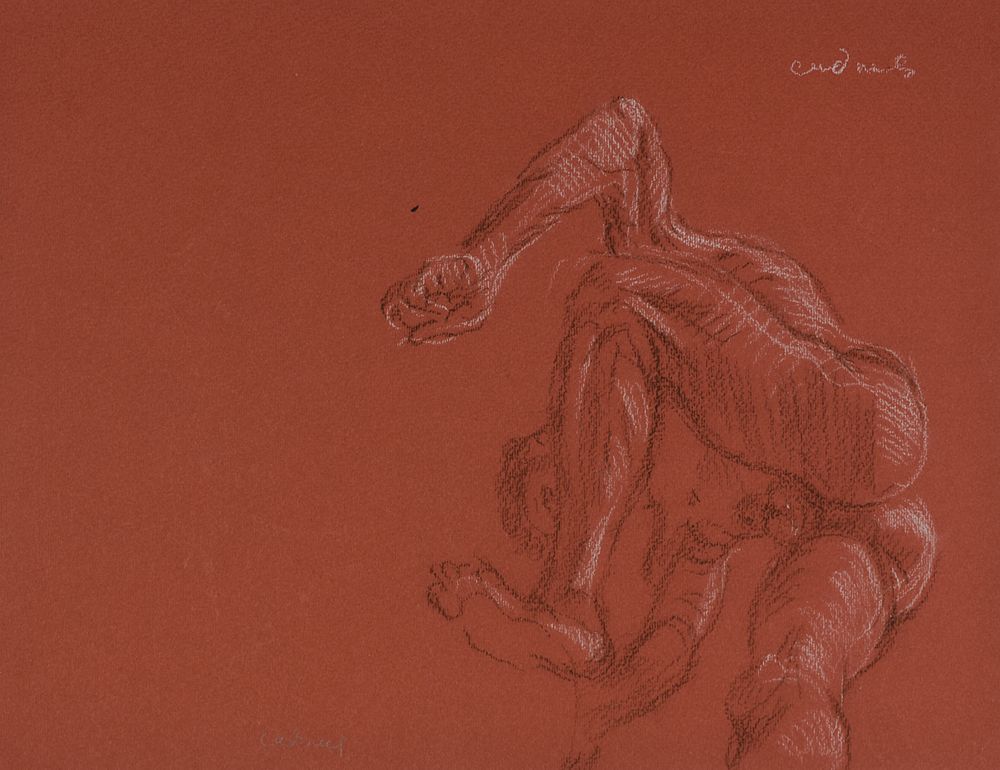 le_pho_banner 2 Paul Cadmus Male Nude in Dynamic Pose Crayon on Red Paper