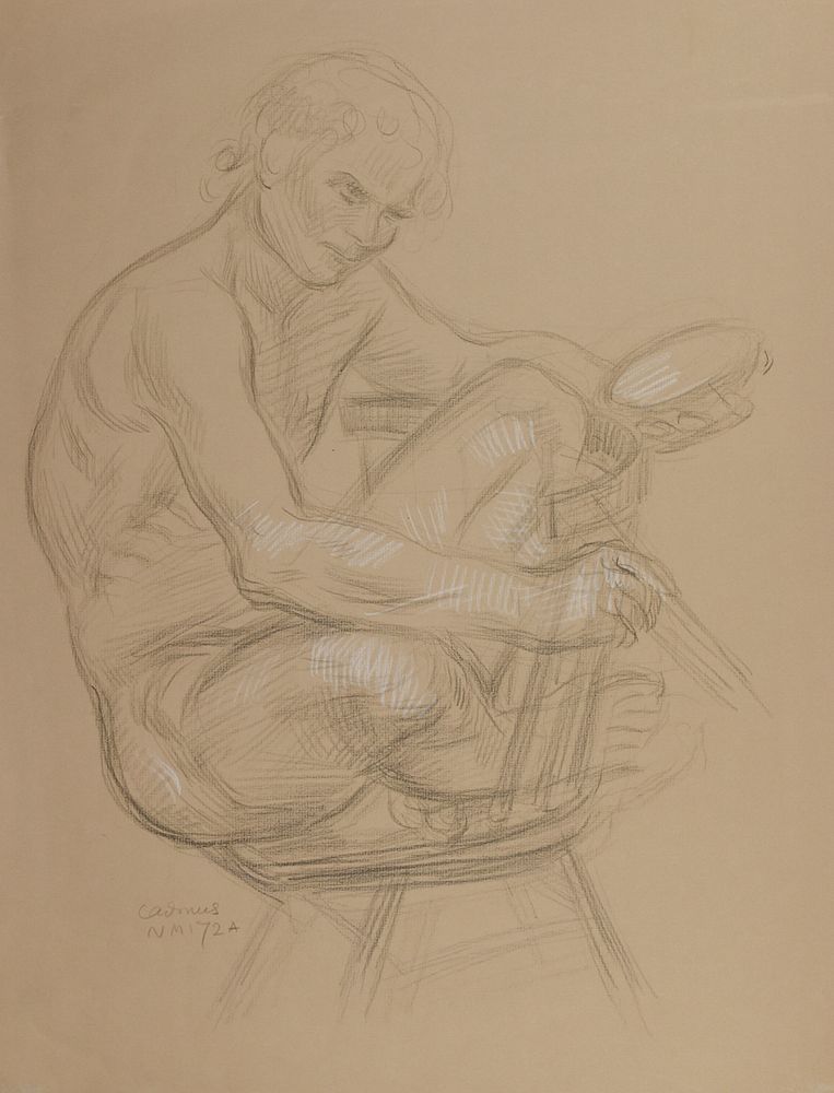 le_pho_banner 2 Paul Cadmus Male Nude on Chair Crayon on Paper