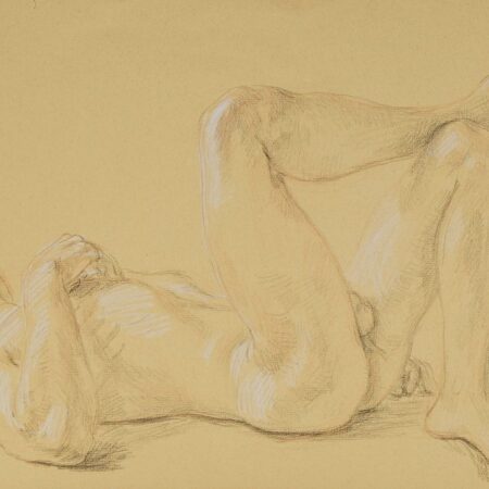 Paul Cadmus Supine Male Nude Crayon on Paper