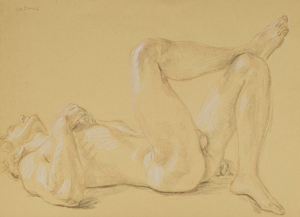 le_pho_banner 2 Paul Cadmus Supine Male Nude Crayon on Paper