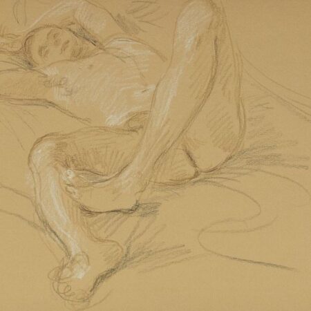Paul Cadmus Reclining Male Nude Crayon on Paper