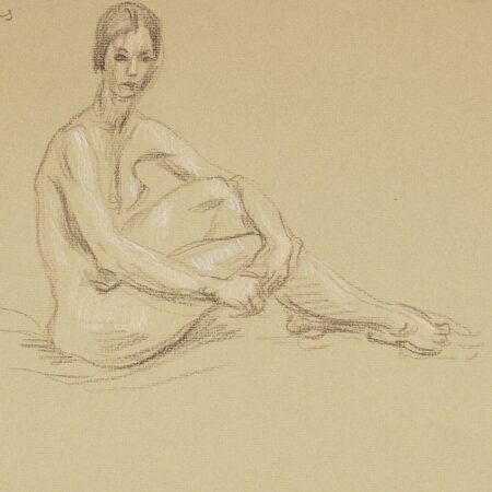 Paul Cadmus Seated Female Nude Crayon on Paper