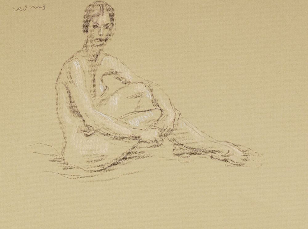 Paul Cadmus Seated Female Nude Crayon on Paper