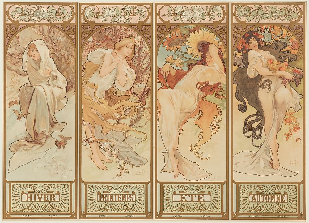 Alphonse Mucha "Seasons" Lithograph Print Alphonse Mucha "Seasons" Lithograph Print