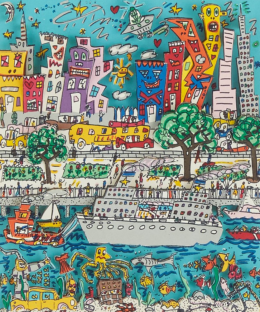 le_pho_banner 2 James Rizzi "Bottoms Up" Mixed Media Collage