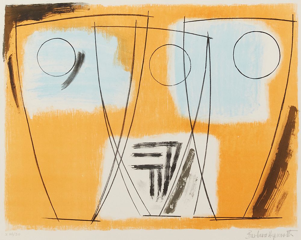 Barbara Hepworth "Sun and Moon" Color Lithograph
