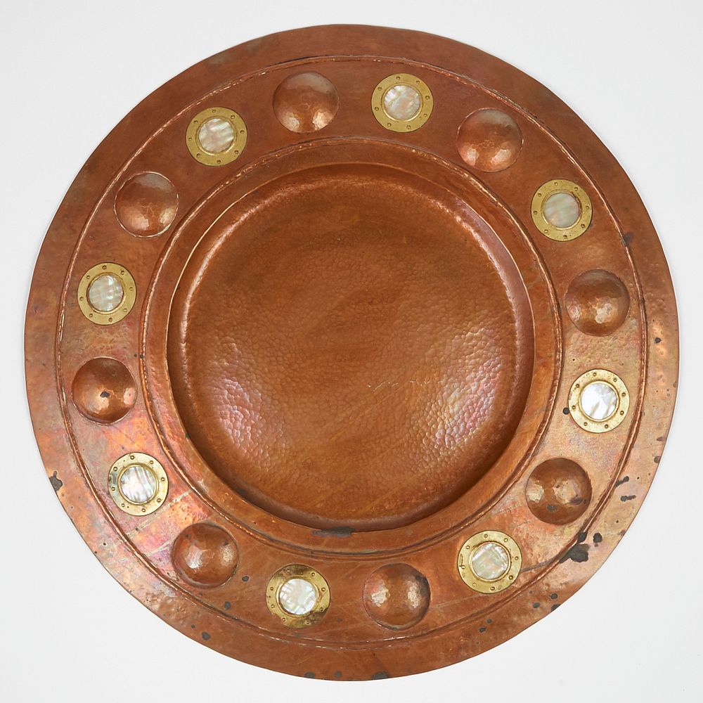 le_pho_banner 2 TS Co. Arts & Crafts Copper Viking Shield Plaque - Marked