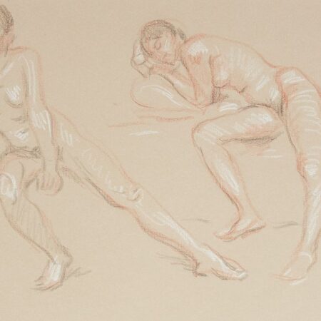 Paul Cadmus 2 Female Figures Sketch Crayon on Paper