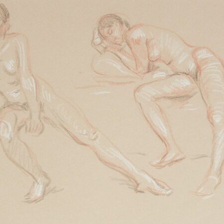 Paul Cadmus 2 Female Figures Sketch Crayon on Paper
