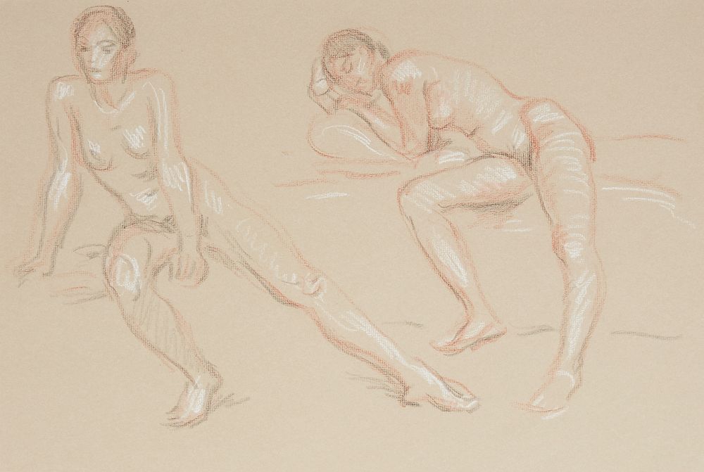 le_pho_banner 2 Paul Cadmus 2 Female Figures Sketch Crayon on Paper