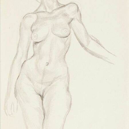 Paul Cadmus Faceless Female Nude Graphite and Ink on Paper