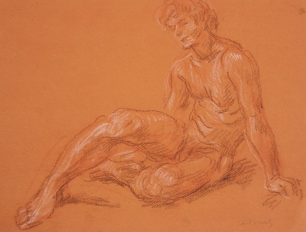 Paul Cadmus Male Nude Crayon on Paper