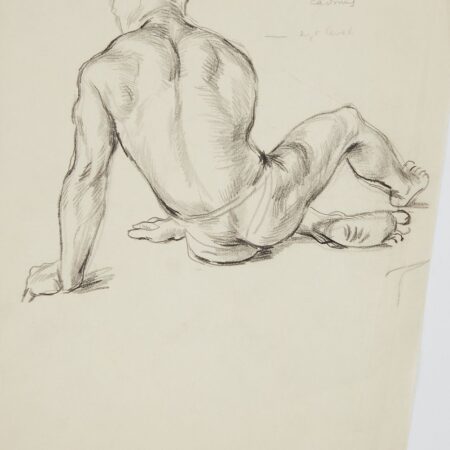 Paul Cadmus Male Figure Charcoal Sketch on Paper