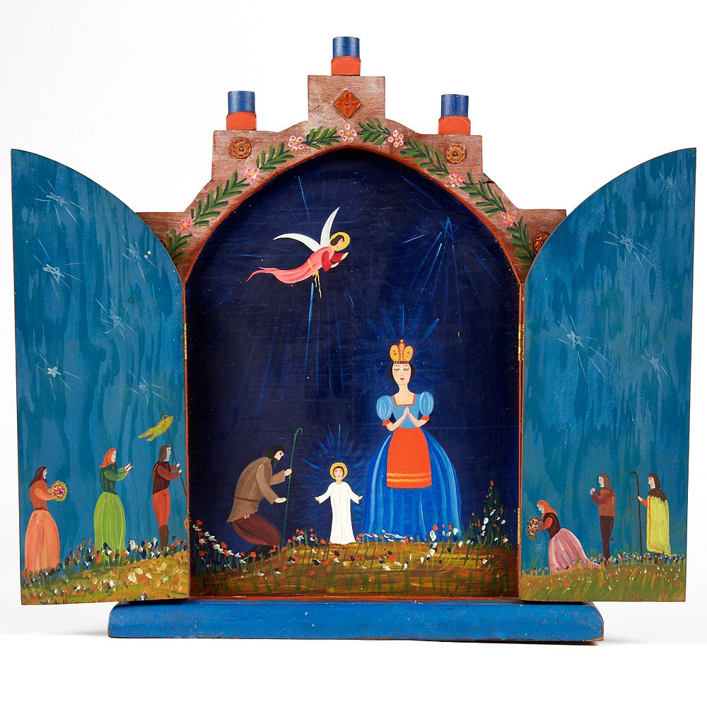 le_pho_banner 2 Kristof Slanina MN WPA Christmas Nativity Painted Wood Triptych