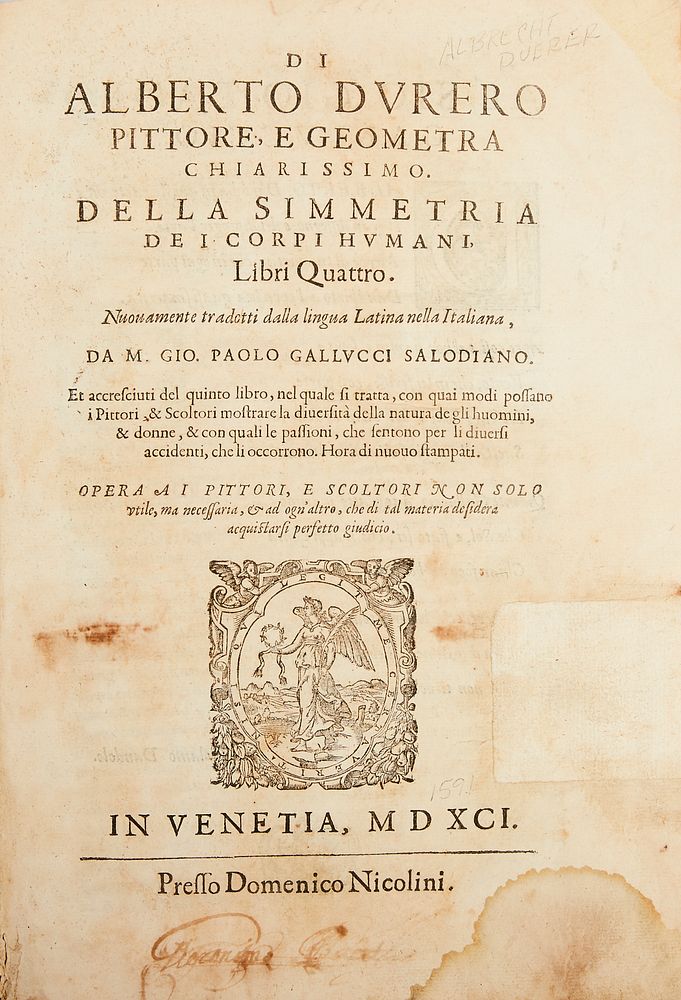Albrecht Durer "Della Simmetria De I Corpi Humani" 1591