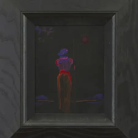 Peter Max Figure on Black Background Acrylic on Canvas