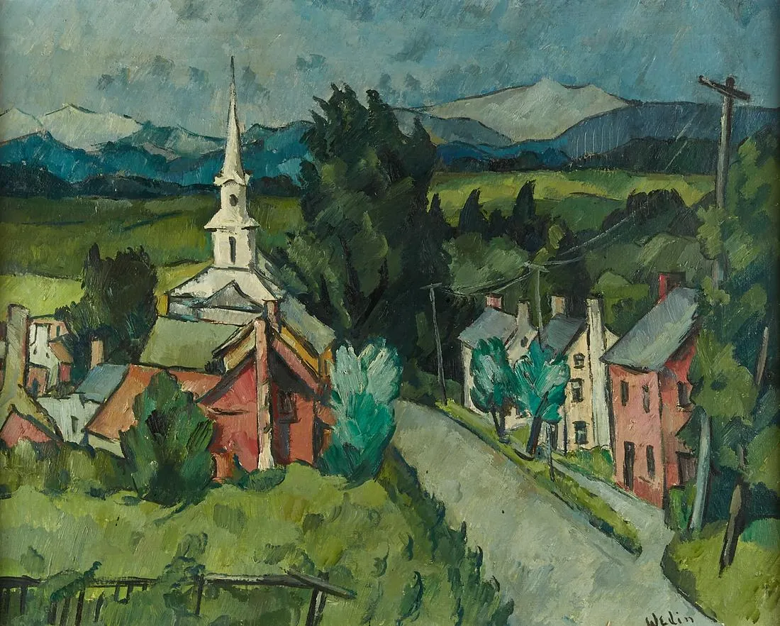 le_pho_banner 2 Early Elof Wedin "Church" Oil on Canvas