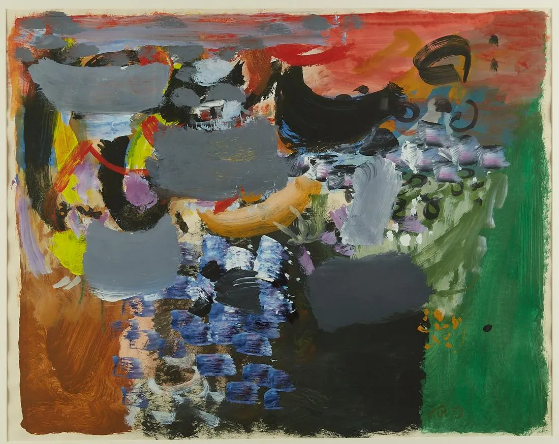 le_pho_banner 2 Cameron Booth Abstract Gouache "Blue and Red"
