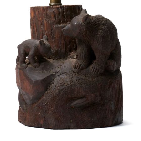 John Clarke Carved Wooden Bear Lamp Stand