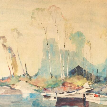 Roy M. Mason Dock Scene Watercolor