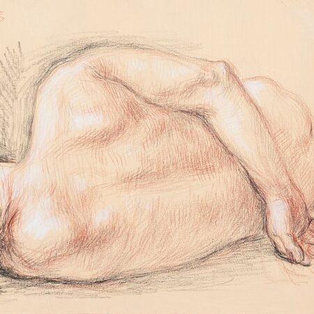 Paul Cadmus Male Nude Crayon on Gesso + Pigment Board