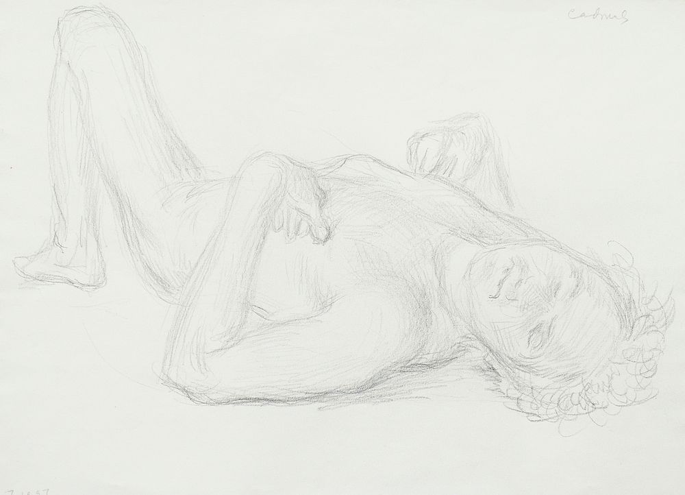 Paul Cadmus Supine Male Nude Graphite on Paper