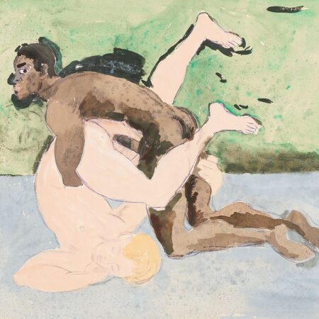 Duncan Grant "Two Interwoven Figures" Watercolor & Charcoal on Paper