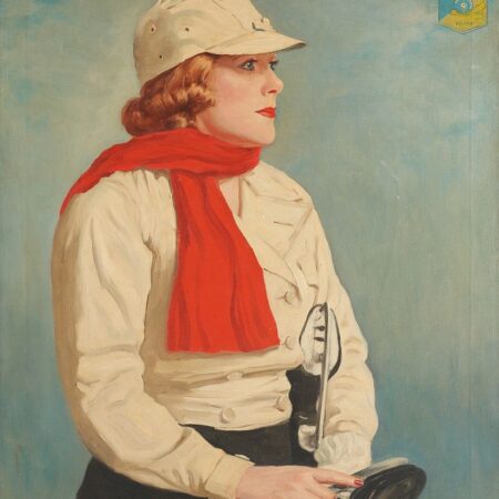 J. Campbell Phillips Portrait of a Female Ice Skater Oil on Canvas