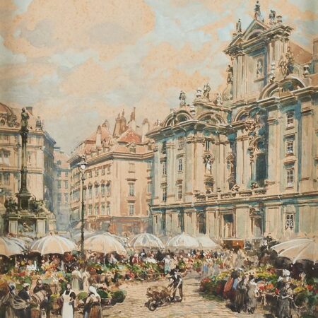 Friedrich Frank Am Hof Vienna Watercolor