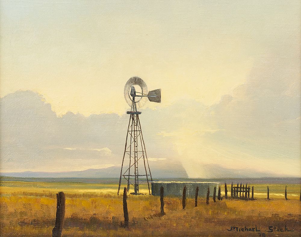 le_pho_banner 2 Michael Stack "Sonoita Windmill" Oil on Canvas