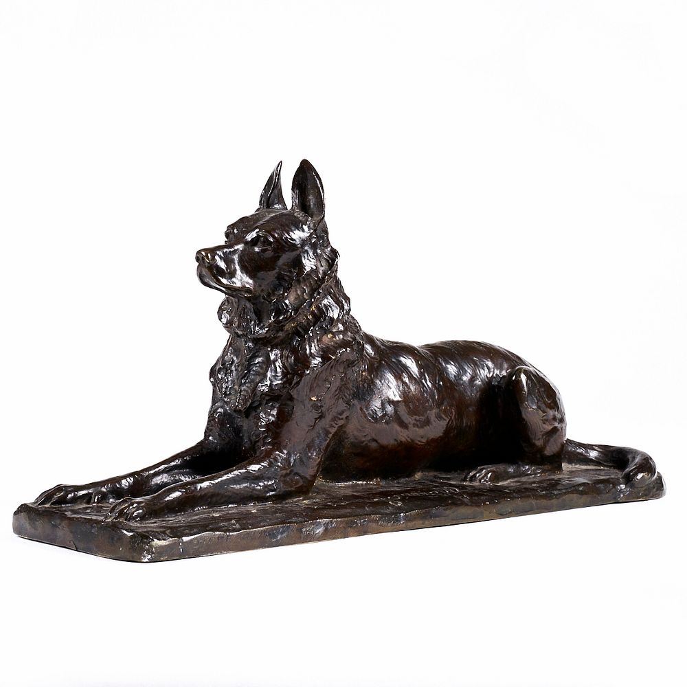 le_pho_banner 2 Pierre Tourgueneff "Chien Couche (Lying Dog)" Bronze Sculpture