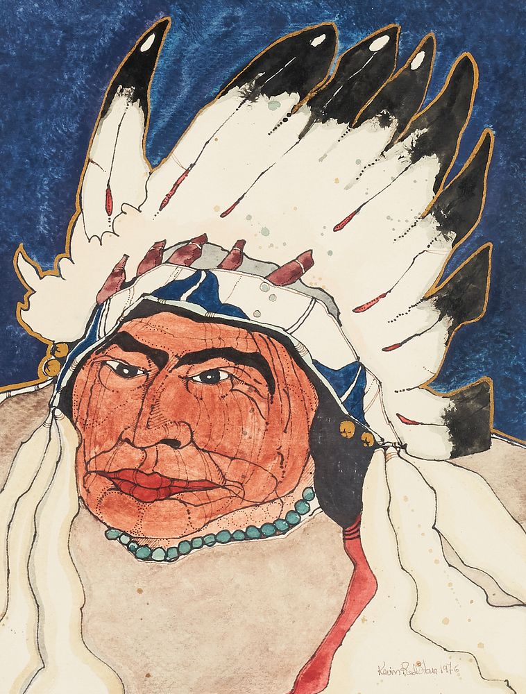 le_pho_banner 2 Kevin Red Star Native American Portrait Mixed Media
