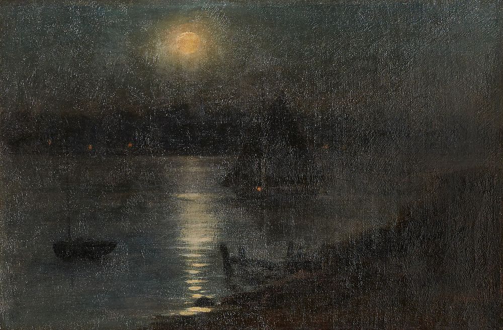 le_pho_banner 2 Nicholas Brewer "Moon Light over Hell Gate N.Y." Oil on Canvas