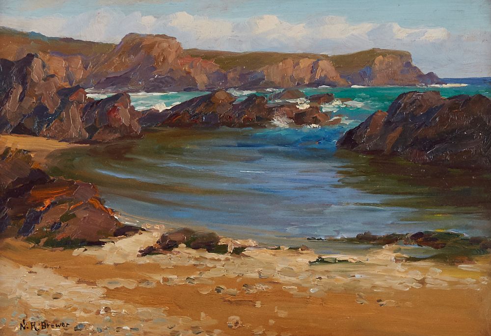 le_pho_banner 2 Nicholas Brewer "On the Beach" Laguna Oil on Board