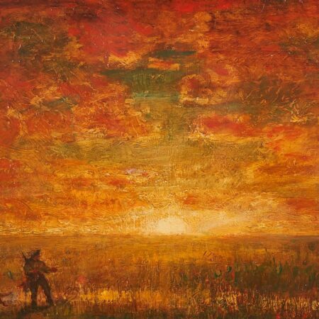 Benjamin Eggleston "Sunset on the Prairie" Oil on Panel