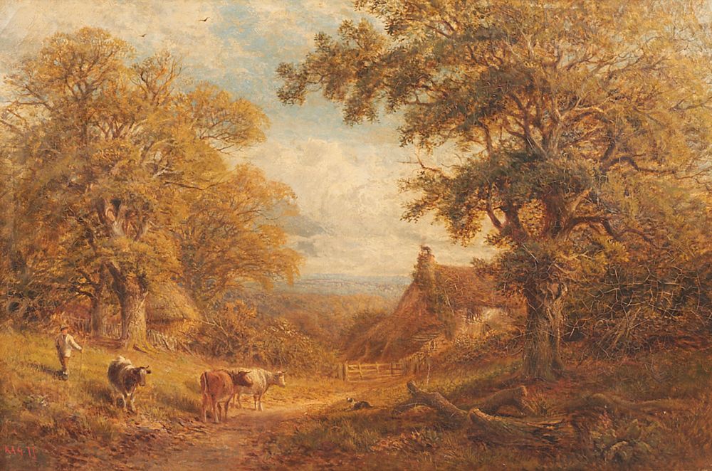 le_pho_banner 2 A. A. Glendening Sr. Landscape with Cattle Oil on Canvas