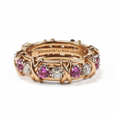 Tiffany 18K Diamond Pink Sapphire Ring