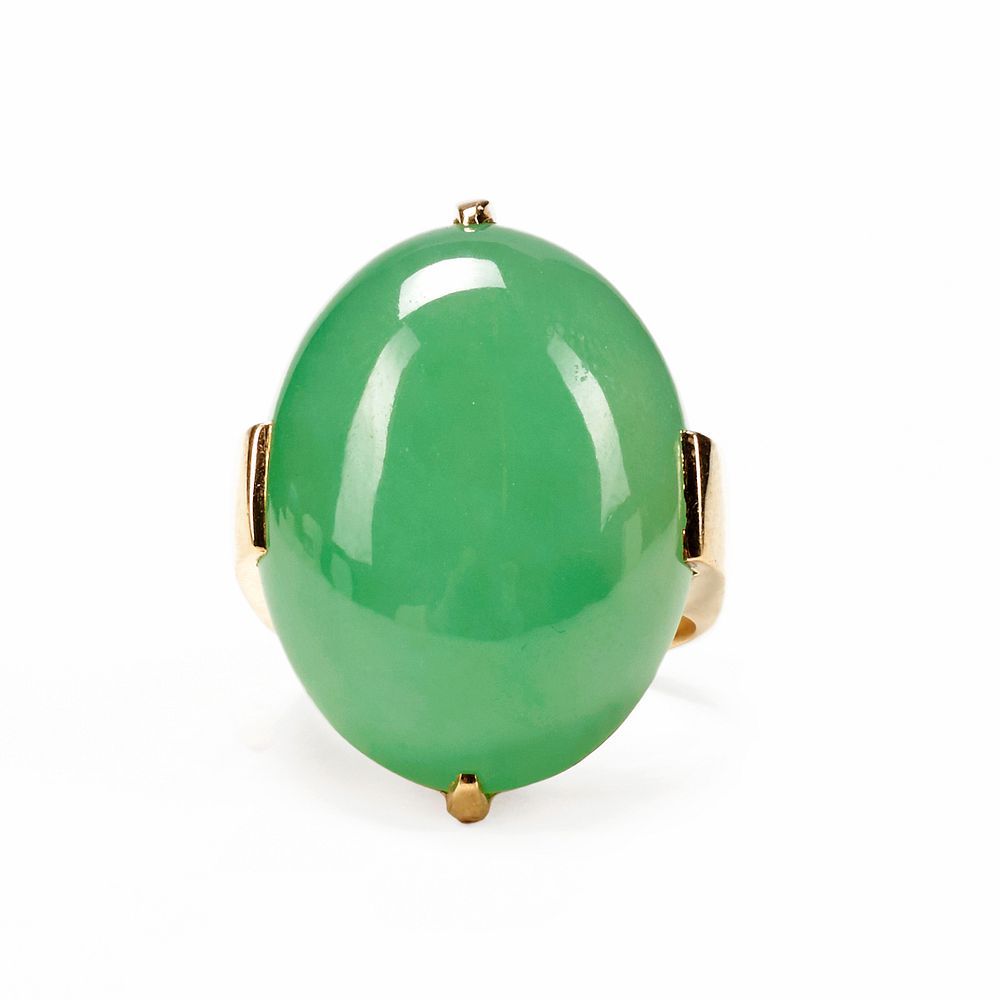 le_pho_banner 2 Gump's 18K Gold Jadeite Apple Green Ring A Grade