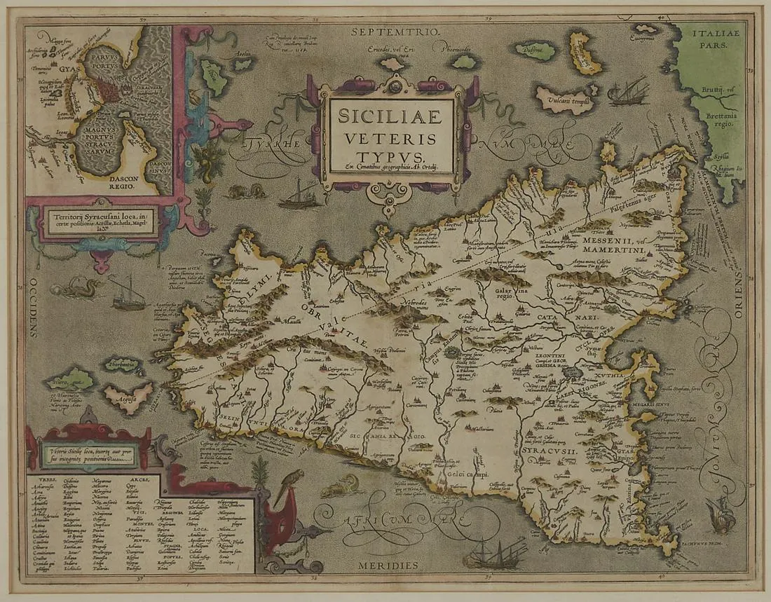 Ortelius Map of Sicily "Siciliae Veteris Typus" 1584