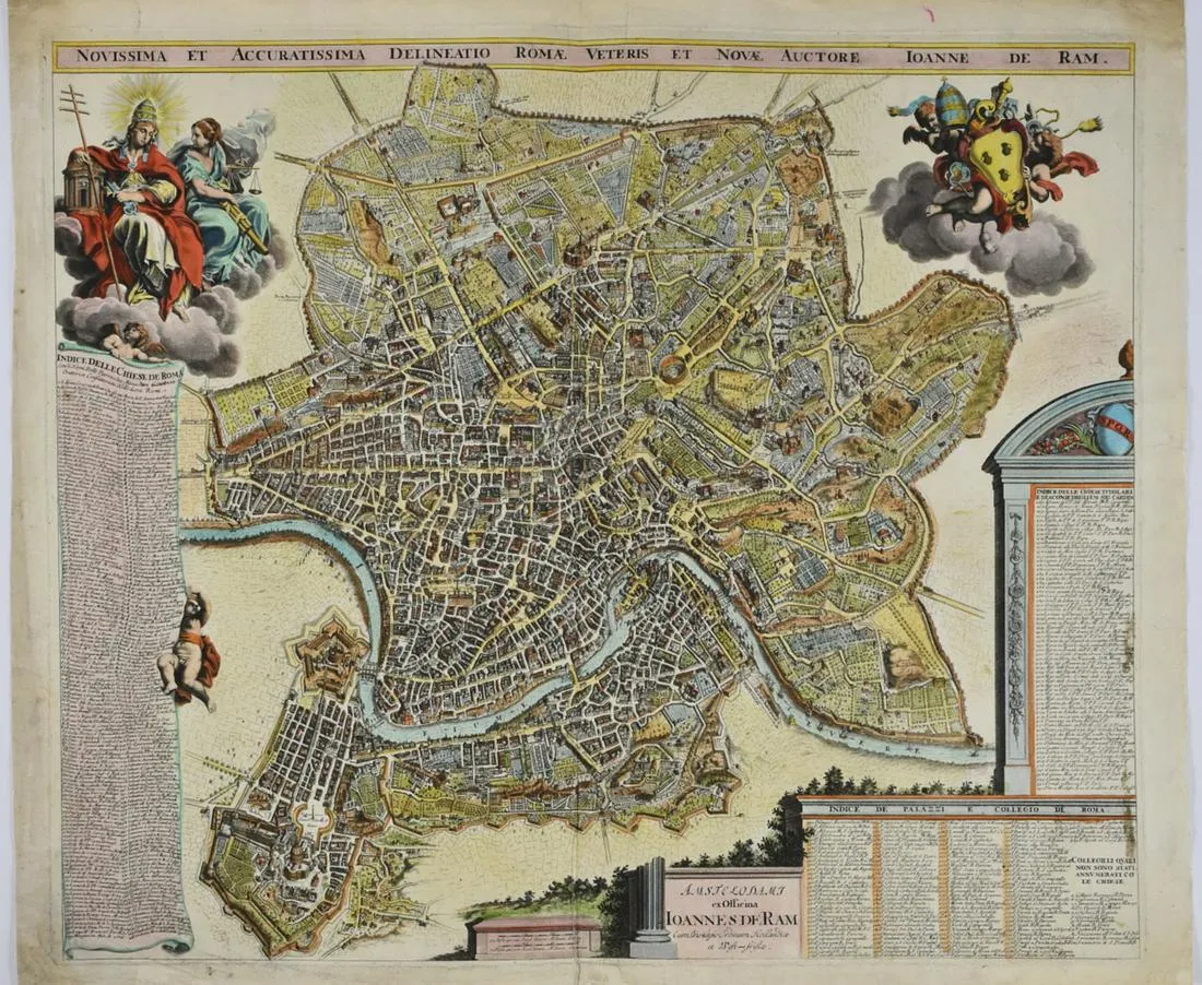 le_pho_banner 2 Joannes de Ram Map of Rome 1696