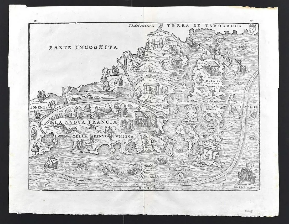 Rasmusio and Gastaldi Map of Eastern Seaboard 1606