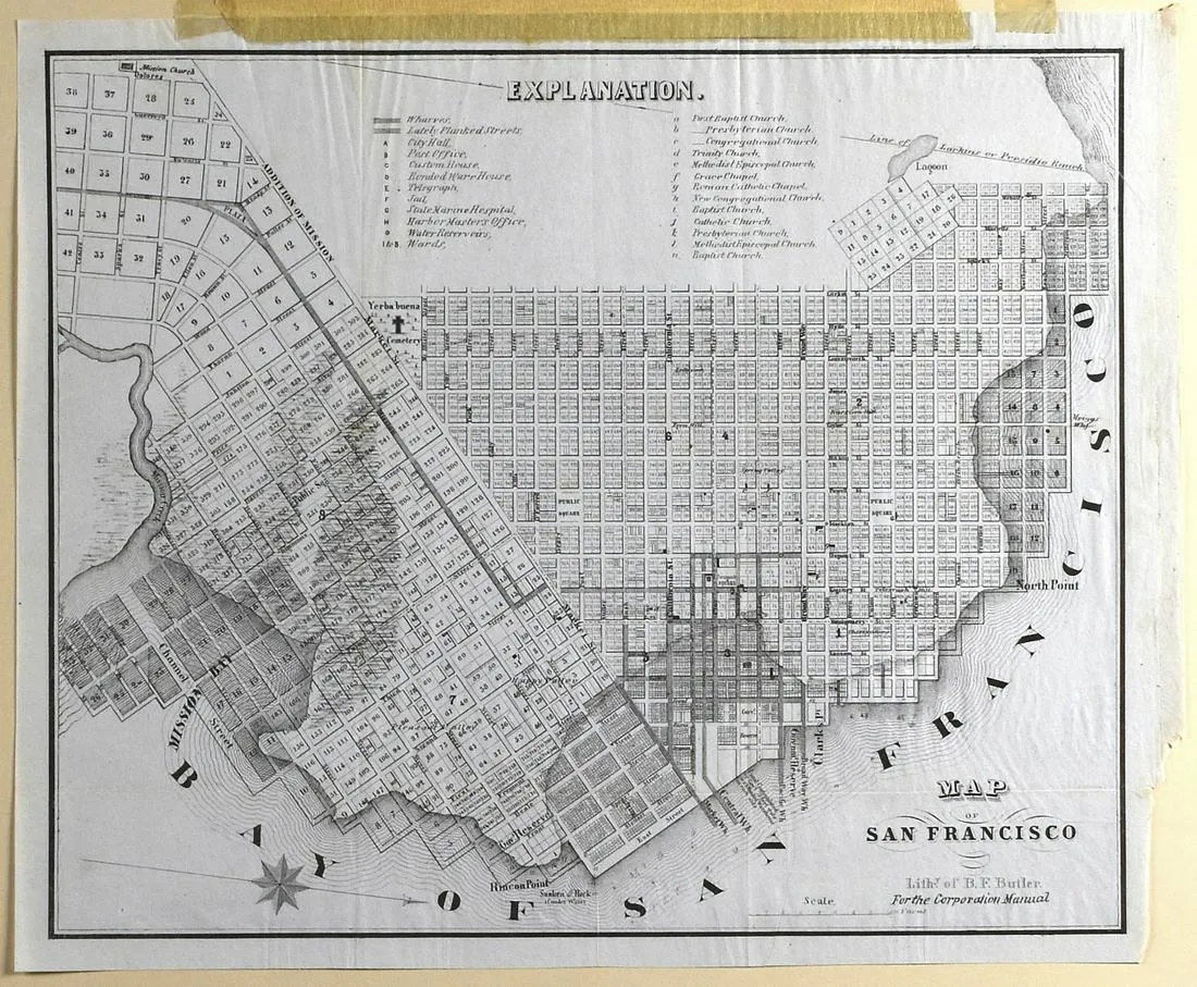 B.F. Butler Map of San Francisco 1852