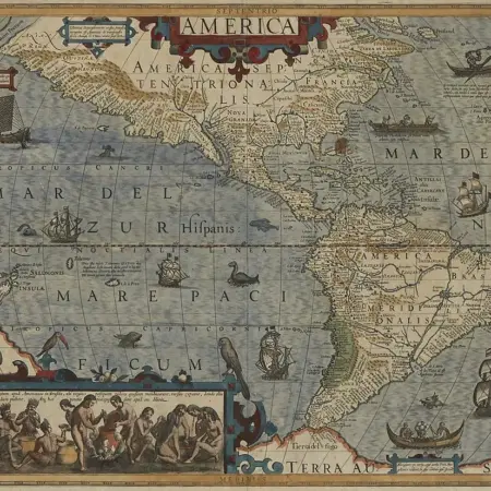 Hondius Map North and South America 1606