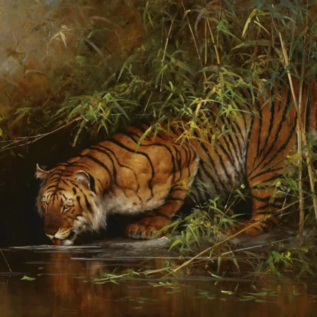Eric Forlee Tiger Painting Oil on Canvas