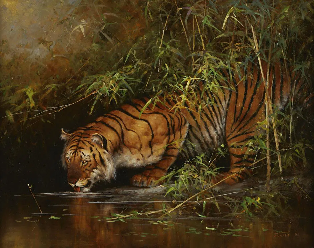 le_pho_banner 2 Eric Forlee Tiger Painting Oil on Canvas