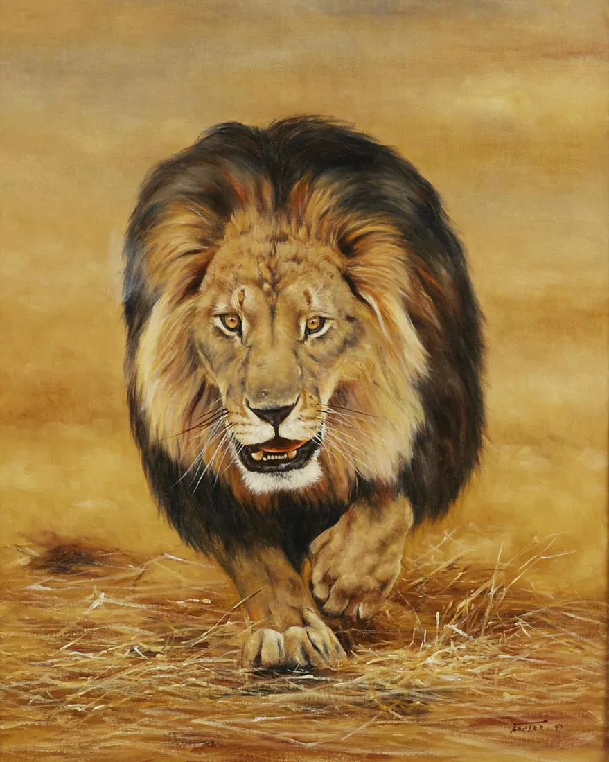 le_pho_banner 2 Eric Forlee Lion Painting Oil on Canvas